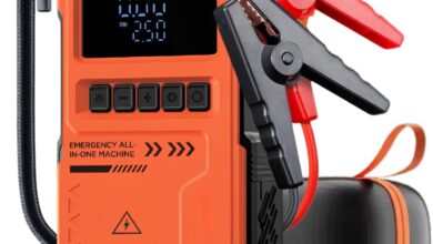 Auhma 10000mAh Jump Starter Akü Takviye Cihazı - 150 PSI Lastik Şişirme Hava Pompası, Taşınabilir Powerbank ve LED Fenerli Çok Amaçlı Araç Kiti (Turuncu)