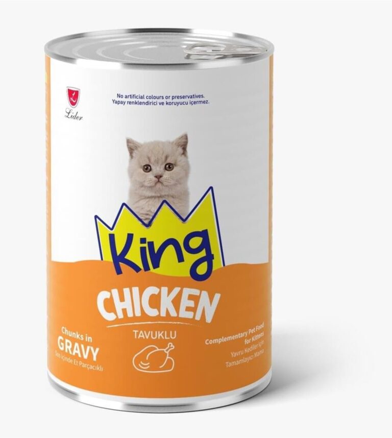 King Sos İçinde Et Parçacıklı Tavuklu Yavru Kedi Konserve Maması 400g