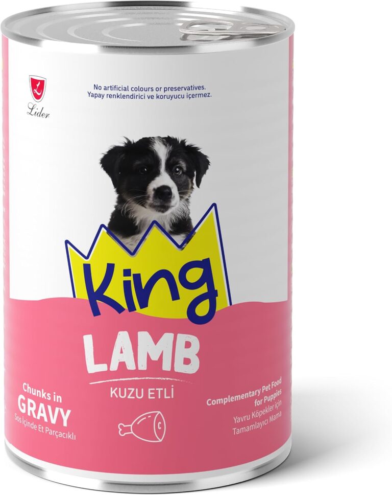 King Sos İçinde Et Parçacıklı Kuzu Etli Yavru Köpek Konserve Maması 400g