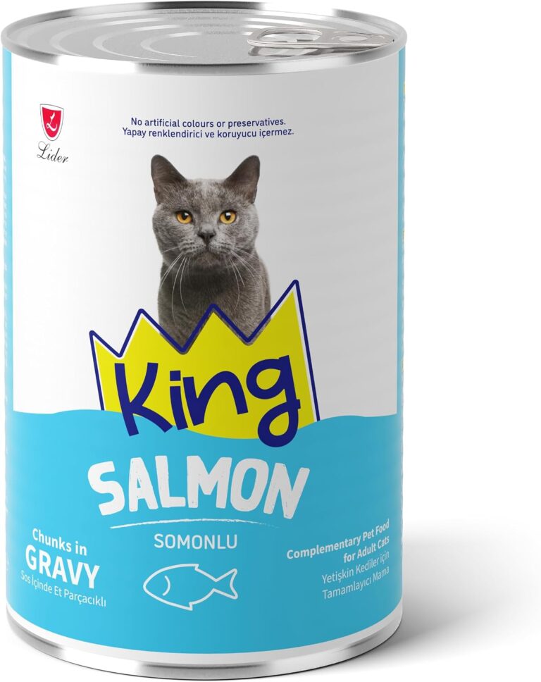 King Sos İçinde Et Parçacıklı Somonlu Yetişkin Kedi Konserve Maması 400g