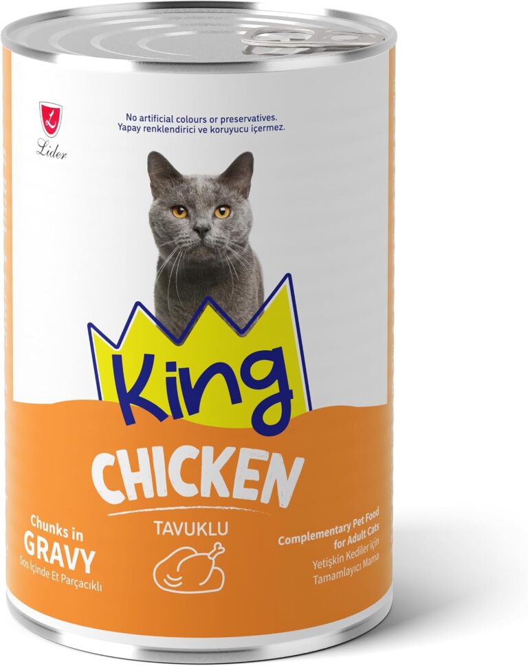 King Sos İçinde Et Parçacıklı Tavuklu Yetişkin Kedi Konserve Maması 400g