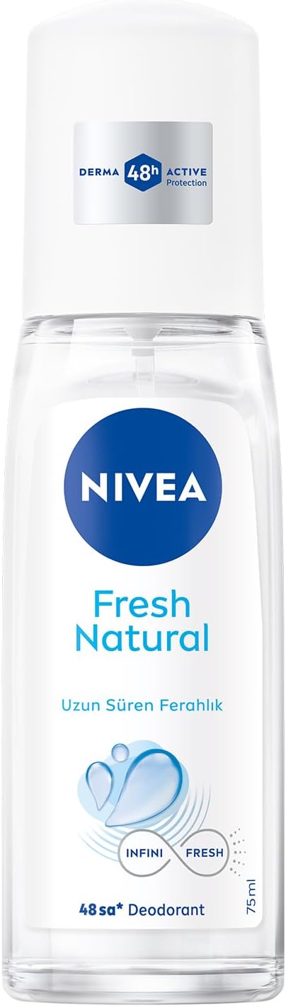 NIVEA Kadın Pump Sprey Deodorant Fresh Natural 75ml, Ter Kokusuna Karşı 48 Saat Koruma, Alüminyum İçermez