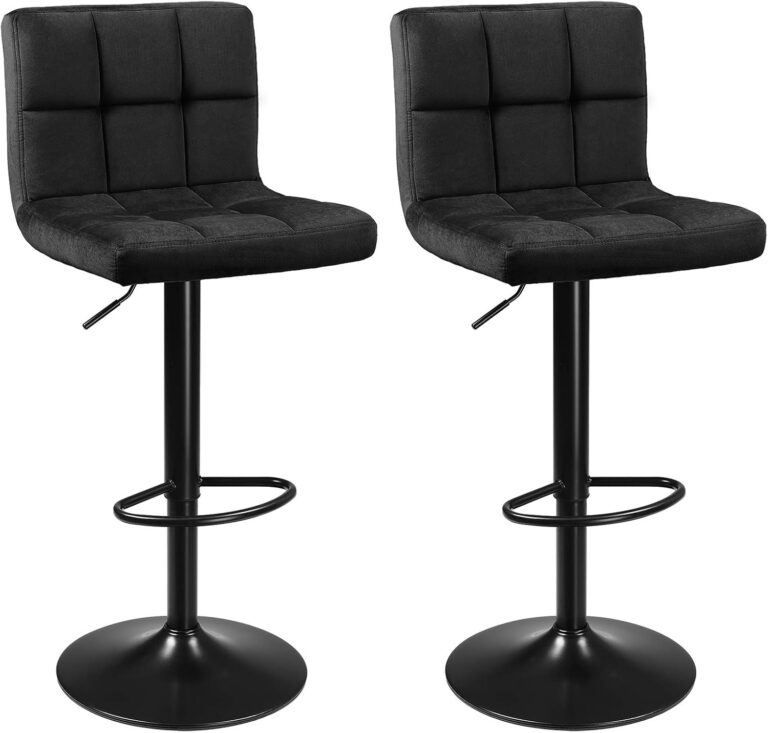 SONGMICS 2Li Set Kadife Bar Tabureleri, Yüksekliği Ayarlanabilir Döner Tabureler, Mutfak Sandalyeleri, Sırtlık ve Ayaklık, Metal, Siyah Ljb014B01