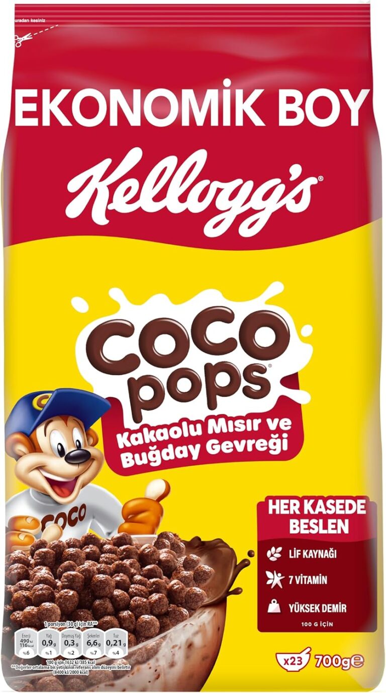 Kellogg's Coco Pops Çikolatalı Buğday ve Mısır Gevreği 700 gr, Lif, Demir ve 6 Vitamin Kaynağı, 0 Pancar Şekeri, D vitamini, Kalsiyum, Folik Asit ve Demir İçerir