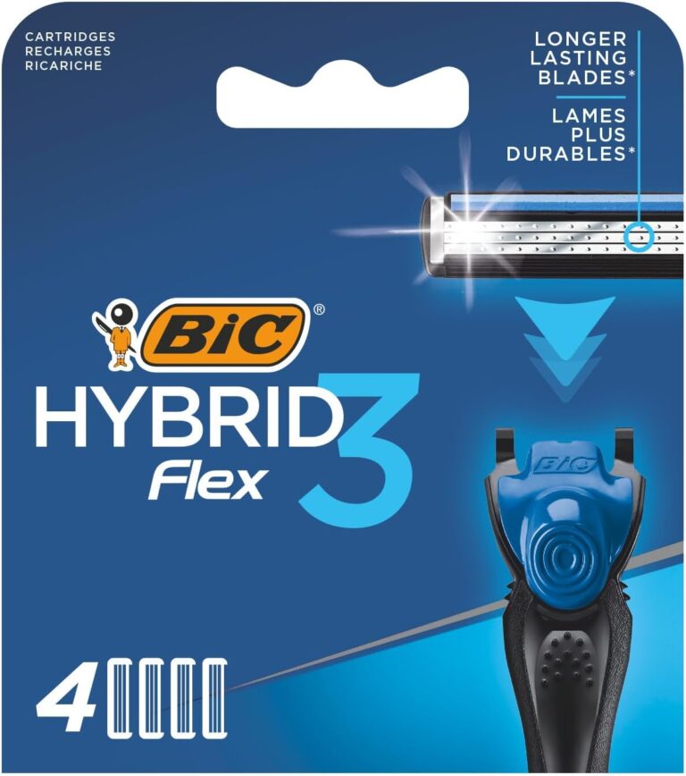 BIC Hybrid 3 Flex 4'lü Yedek Tıraş Bıçağı Kartuşu, 3 Nano Teknolojik Titanyum Bıçak, E Vitaminli Geniş Kayganlaştırıcı Band