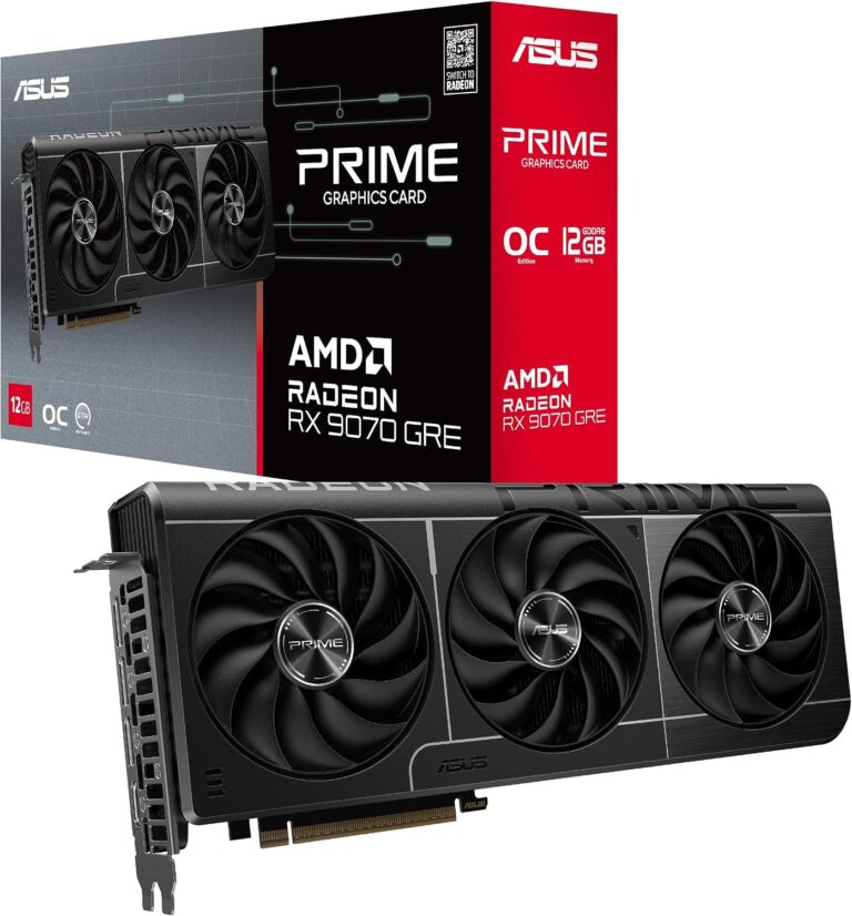 ASUS Prime Radeon RX 9070 GRE OC Edition Oyun Grafik Kartı (AMD Radeon RX 9070, PCIe 5.0, HDMI/DP 2.1, Çift BIOS Anahtarı, Axial Tech Fan, 2.5 Yuva Tasarımı, MaxContact, PRIME-RX9070GRE-O12G)