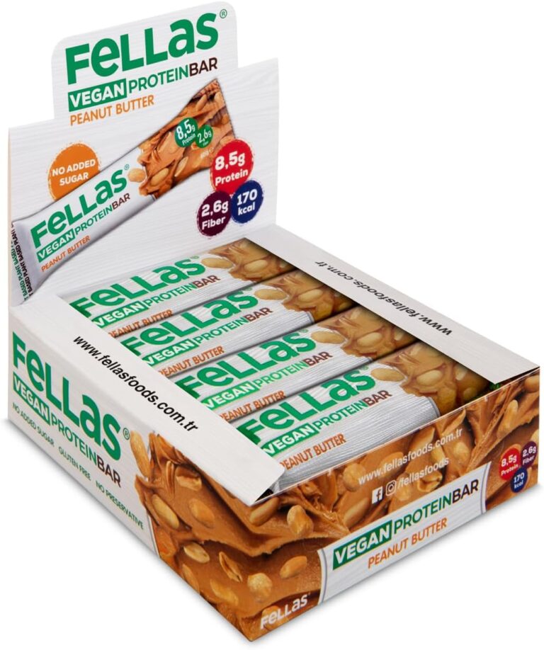 Fellas Vegan Protein Bar, Yer Fıstığı Ezmeli, 40gr x 12 Adet
