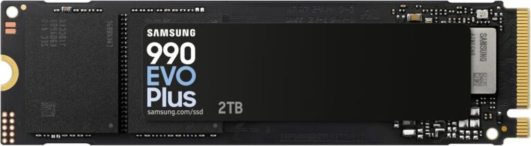 Samsung 990 EVO Plus NVMe M.2 SSD 2 TB, PCIe 4.0 x4 / PCIe 5.0 x2, NVMe 2.0 (2280), 7.250 MB/s okuma, 6.300 MB/s yazma, oyun ve grafik düzenleme için dahili SSD MZ-V9S2T0BW