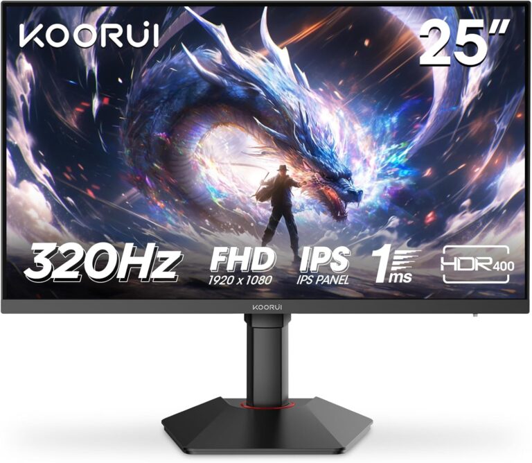Koorui G2511E 24.5 İnç Monitör, 320Hz E-Spor Monitörü, IPS FHD 1080p, Adaptive-Sync, 2x HDMI 2.0 + DP 1.4, sRGB, Profesyonel Oyun Monitörler