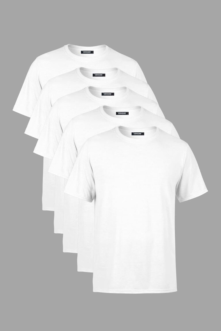 BY COMEOR Erkek Çok Renkli T- Shirt Regular Fit Rahat Kesim Bisiklet Yaka 5'li Basic Tişört Paketi