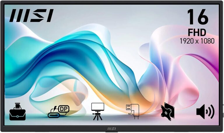 MSI 15.6 PRO MP165 E6, Kurumsal Portatif Monitör, FHD, Flat, 16:9, IPS, 60Hz 4ms