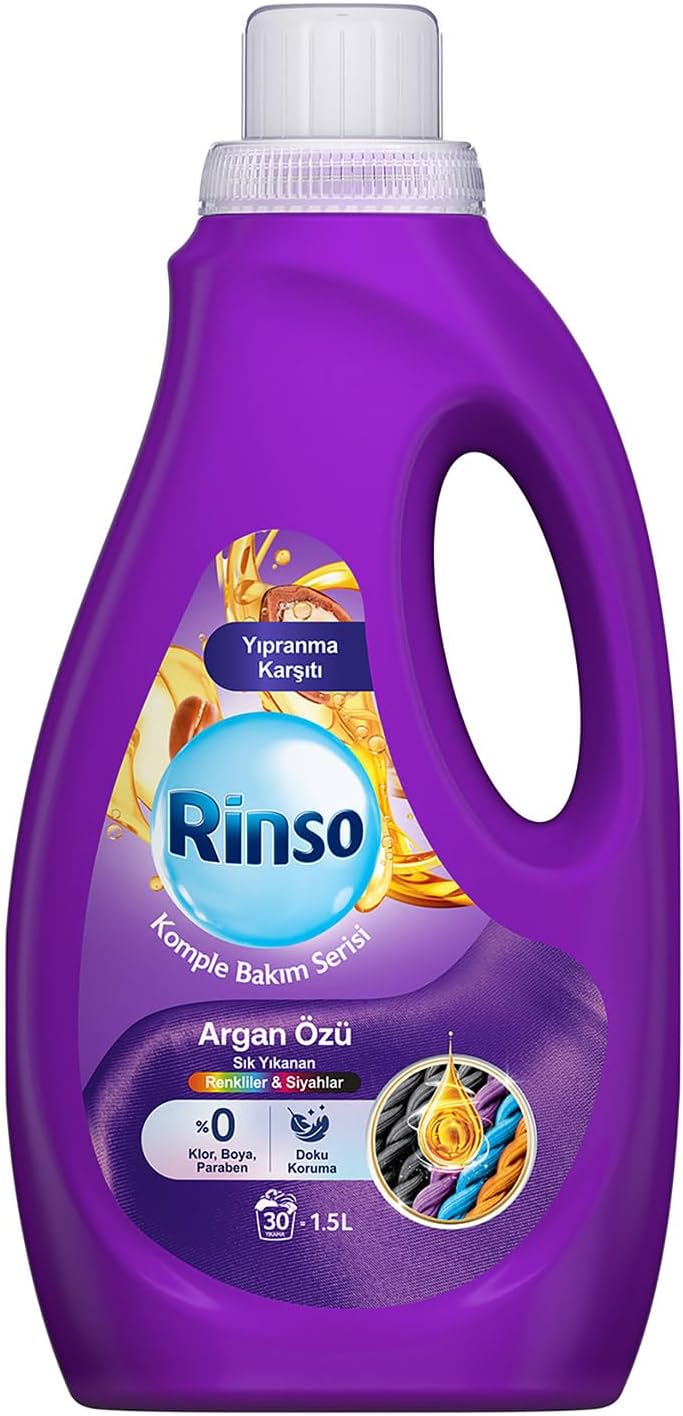 Rinso Sıvı Çamaşır Deterjanı Komple Bakım Serisi Argan Özü Renkliler ve Siyahlar İçin 1.5 L