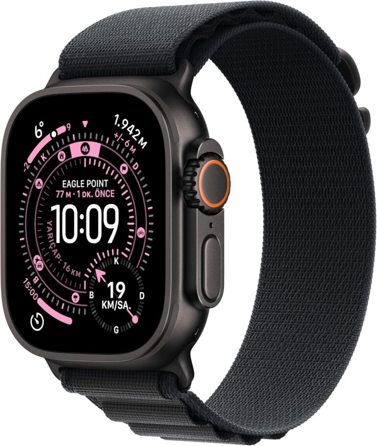 Apple Watch Ultra 3 GPS + Cellular 49 mm Koşu ve Çoklu Spor İçin Sağlam Titanyum Siyah Kasaya Sahip Üst Düzey Akıllı Saat ve Siyah Alpine Loop - Küçük Boy