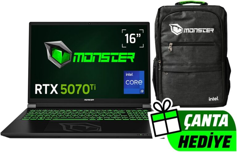 Monster Tulpar T6 V3.7.2 Intel Core i9 13900HX 32 GB RAM 1 TB SSD 12 GB RTX 5070 Ti FreeDOS 16" QHD+ 180 Hz Oyun Bilgisayarı