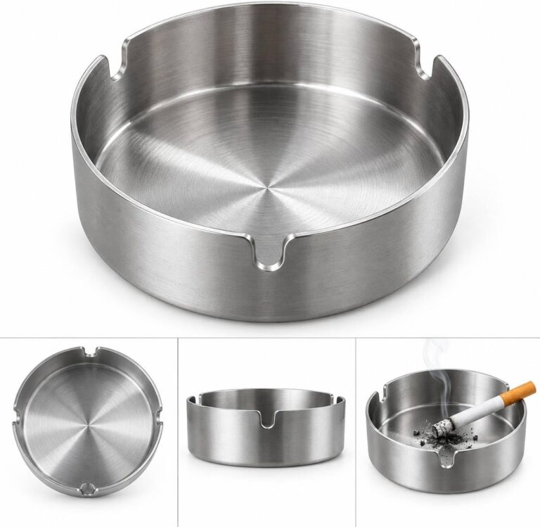 Metal Dizayn Küllük Otel Kafe Restoran Kül Tablası Gümüş Yuvarlak Metal Küllük
