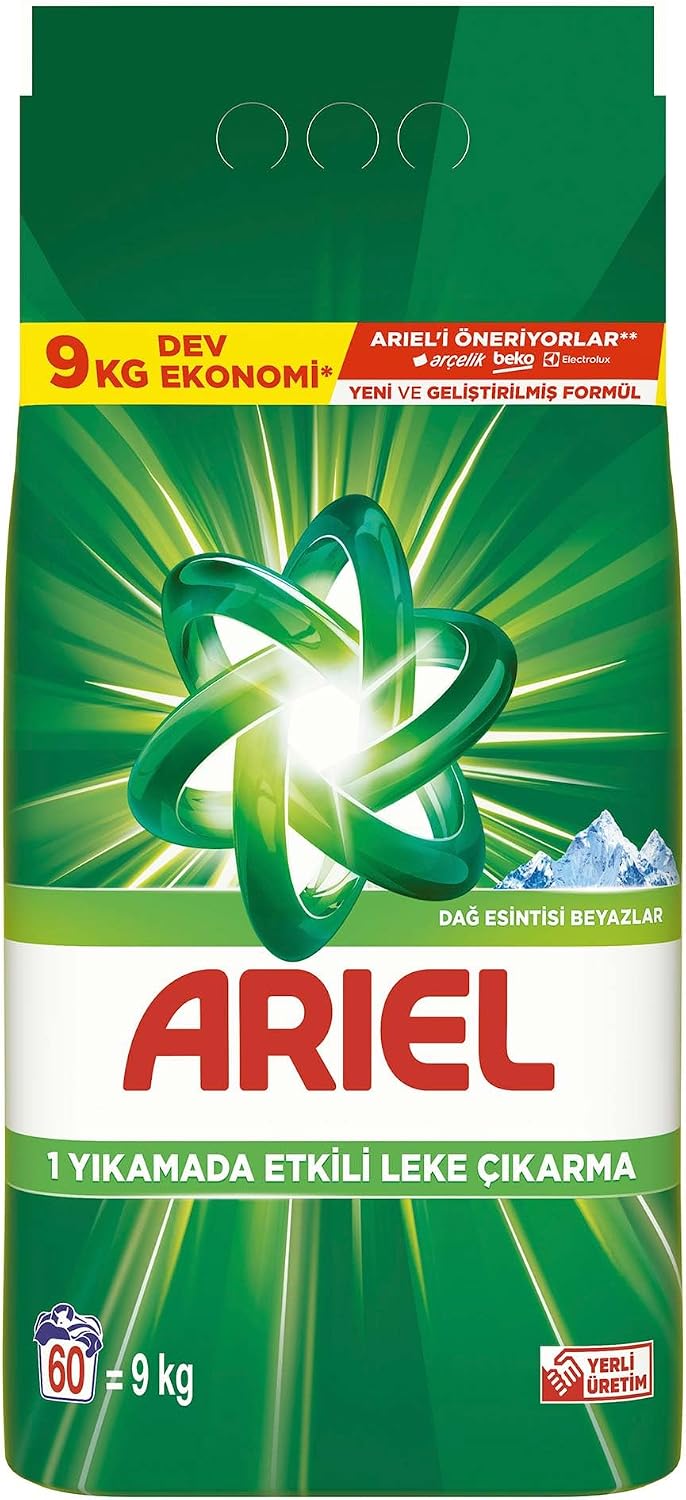 Ariel Dağ Esintisi Beyazlar Toz Çamaşır Deterjanı 9 Kg 60 Yıkama
