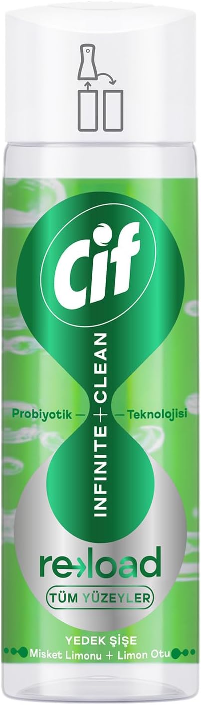 Cif Infinite Clean Doğal Probiyotikli Yedek Şişe Tüm Yüzeyler İçin Misket Limonu & Limon Otu 280 ml