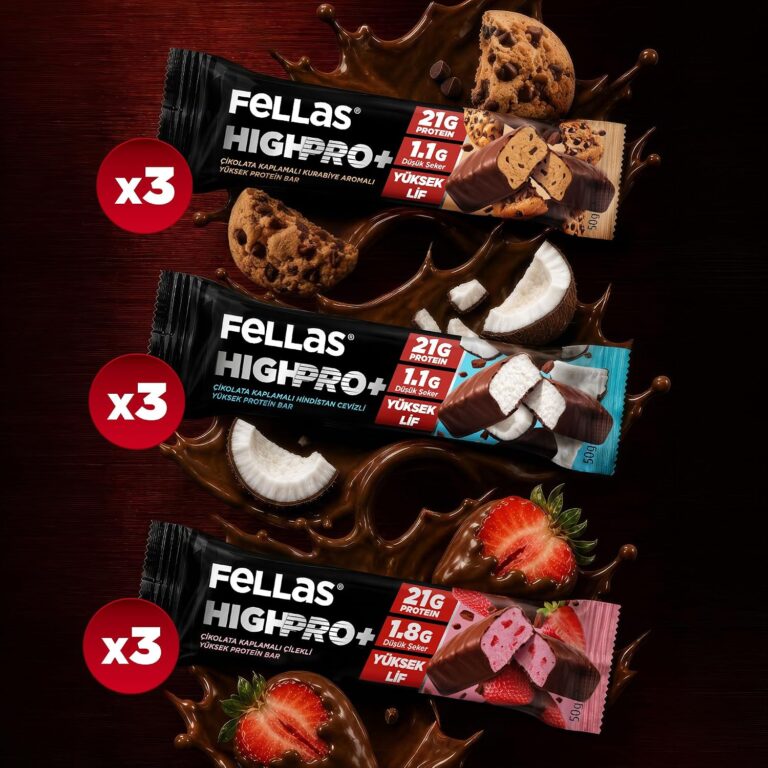 Fellas Çikolata Kaplı HighPro+ Protein Bar (50 g) Karma Kutu (3 x 3)